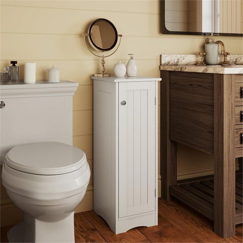 RiverRidge Ashland Slim Linen Cabinet - White - Narrow Cabinet for Bathroom Slim Storage with 2 Adjustable Shelves for Small Spaces - Image 2